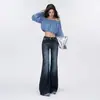 Jeans de Niño Naranja#Streetwear Americano Chica Picante Lavados Micro-Acampanados para Mujer Cintura Baja Adelgazantes Favorecedores Temperamento Versátiles de Campana