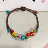 Jingdezhen Pulseira Pequena Fresca de Cerâmica com Contas Pulseira Trançada Literária Feita à Mão Estilo Floresta Joia de Mão Quiosque Fornecimento Atacado