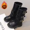 Botas de Montar de Caña Alta con Hebilla para Niñas 2026 Otoño/Invierno Nuevo Estilo Botas de Tacón Grueso de Cuero Suave Botas Largas Versátiles Resistentes al Desgaste para Niñas