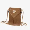Estilo Exótico Primavera y Verano Nueva Moda Remache Cuero Suave Casual Remache Borla Bolso de Hombro Único Bolso Cruzado Bolso de Mujer
