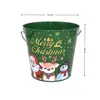 Cubo de Palomitas de Maíz Juguete Cubo de Lata Estilo Navideño Lata Cubo de Hielo para Cerveza Dulces Galletas Cubo Metálico
