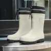 Botas de Lluvia para Hombre hasta la Pantorrilla, Antideslizantes, Impermeables, Botas de Lluvia hasta la Pantorrilla, Zapatos de Goma de Algodón para Lavado de Autos de Otoño e Invierno, Zapatos de Agua para Pesca
