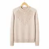 Suéter de punto liso para mujer, de cuello semi-alto y manga larga, perfecto como capa interior o camiseta básica, adecuado para mujeres de mediana edad y mayores, elegante top de otoño e invierno