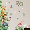 Pegatina de pared con diseño de jirafa y elefante de dibujos animados para habitación infantil, dormitorio, puerta, papel pintado decorativo para guardería, autoadhesiva