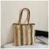 Bolso Tejido Gran Capacidad Bolso Tote Bloque de Color 2026 Nuevo Estilo Bolso de Hombro Bolso Grande de Playa Bolsos Huecos para Vacaciones