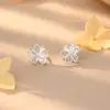 Aretes de Plata de Ley 999 con Flor de Aguja y Circonita Blanca Elegantes de Gama Alta Dopamina Verano Dulce Nicho Pendientes Dropshipping