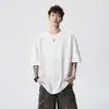 Directamente del fabricante: Camiseta Retro de Personalidad para Hombre, Cuello Redondo, Moda de Verano, Estilo High Street, Corte Holgado, Camiseta de Hombro Caído para Hombre