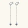 Pendientes de Cadena Moissanita de Moda Estilo Europeo y Americano, Pendientes de Botón Únicos y de Alta Gama de Plata de Ley S925 para Mujeres Venta al por Mayor
