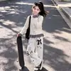 Conjunto Nuevo de Primavera y Otoño para Niñas 2026: Conjunto de cárdigan de punto a cuadros color block con ribete de encaje dulce y pantalones de pierna ancha