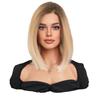 Peluca Bob Dorado Degradado con Encaje Frontal Estilo Bob Francés para Mujer con Raíz Realista de Encaje Cabello Corto Liso Peluca de Fibra Química