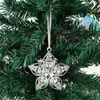 Enfeites de Pendurar Flocos de Neve de Natal Personalizados, Pingentes de Estrela de Cinco Pontas de Metal com Strass para Árvore de Natal, Flores Cravejadas de Diamante para Decoração de Janela
