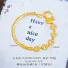 Pulsera Fuerte Color-Retenedor Chapada en Oro Hielo Triturado Moneda de los Cinco Emperadores Ojo de Gato Media Pulsera Estilo Chino Nuevo para Mujer