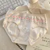 Roupa Íntima de Algodão Puro para Mulheres, Estilo Doce, Gancho Estendido, Antibacteriano 10A, Algodão Total, Estilo Fino