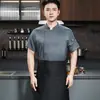 Ropa de Trabajo de Chef Verde Elástica de un Solo Botón para Personal de Cocina de Catering y Hoteles, Uniformes de Chef de Manga Corta de Verano