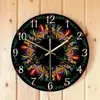 Reloj de Pared Moderno Simple de Acrílico de Moda Transfronterizo Reloj con Estampado de Gallo de Color Distintivo Reloj de Pared Decorativo