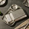 Prato Vintage de Aço Inoxidável para Dumplings Prato Japonês para Batatas Fritas Lanches com Prato para Vinagre Fritura Fritura Velho Criativo Prato de Lanches