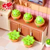 Ornamento de Grama Fofo com Expressão Curativa para Mesa, Plantas Verdes em Vasos, Boneca DIY Caixa Surpresa, Decorações de Casa de Boneca, Acessórios de Resina