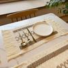 Individual de Mesa Tejido de Algodón Lino Estilo Bohemio Estilo Ins Borla Aislamiento Térmico Tapete Vacaciones de Navidad Vintage Algodón Lana Tapete Decorativo