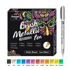 Bolígrafo de punta suave Guangna GN550B, metálico, dorado, plateado y cobre, con pincel suave, para pintar grafitis.