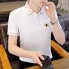 Camisa Polo Explosiva para Casa Verão Masculina Manga Curta Camiseta Masculina Versátil Solta Bordada Madura e Estável