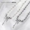 Fecho de Clipe de Papel Cruz Completo Diamante Madrepérola Pérola Corrente para Clavícula Feminina Novo Estilo Pérola de Concha