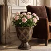 Maceta Romana Imitación Piedra Transfronteriza Copa de Vino Maceta Retro con Flores Maceta Alta de Resina Ensamblaje Desmontable Maceta de Plástico Engrosada