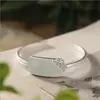 Pulseira de jade Hetian de herança Prata Esterlina Exquisita pulseira de alta qualidade para mulheres mercadorias genuínas jade cinza branco natural pulseira de ouro antigo
