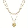 Venta caliente transfronteriza Amazon 18K oro color protección galvanoplastia doble capa letra collar femenino 26 inglés colgante al por mayor