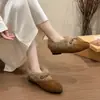 Zapatos de mujer de estilo coreano, con punta redonda, que aumentan la altura, forrados de pelo y forro polar, colección de invierno 2026, incluyendo zapatos estilo Birkenstock y zapatos de algodón