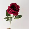 Rosa de Veludo Flor Artificial de Haste Única Flor Falsa Casamento Casa Decoração Dia dos Namorados Buquê Parede de Flores Buquê Simulada