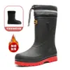 Botas de Lluvia para Hombre hasta la Pantorrilla, Antideslizantes, Impermeables, Botas de Lluvia hasta la Pantorrilla, Zapatos de Goma de Algodón para Lavado de Autos de Otoño e Invierno, Zapatos de Agua para Pesca
