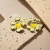 Pendientes de Acero de Titanio para Mujer con Flor de Turquesa, Pendientes de Moda con Oro Real Horneado, Joyería al por Mayor