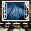 Tapiz de pared con diseño de paisaje de ventana para colgar en la pared, ideal para dormitorio, mesita de noche, decoración del hogar