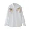 Camisa Elegante da Moda Feminina Estilo Europeu e Americano Transfronteiriço Z 2026 Nova com Gola de Lapela, de Botão Único, Manga Longa, Bordada com Lantejoulas