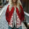 Sudadera de Algodón con Cuello Alto y Pliegues para Mujer 2025, Estampado Floral Retro, Rayas Otoño e Invierno, Botones, Sudadera para Mujer