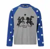 Yidao Vintage 2026 Otoño Nuevo Estilo Americano Moderno Color Estrella Bloque de Color Waffle Raglán Manga Larga Camiseta para Hombre