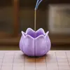 Quemador de Incienso Púrpura Lila Pétalo de Loto del Fabricante, Portainciensos Cerámico Creativo, Base de Incienso Inspirada en Zen para el Hogar, Portainciensos de Sándalo y Madera de Agar