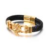 Nueva Pulsera de Cuero Vacuno para Hombre Creativa Retro Cabeza de León Motocicleta Personalizada Simple Pulsera para Hombre Joyería de Mano