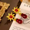 Colgante Vintage Incrustado de Diamantes Pendientes Geométricos, Pendientes Estilo Palacio Retro, Diseño de Nicho, Lujo Ligero y de Alta Gama