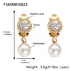 Roda Gigante Novo Elegante Pérola Cravejada com Diamante Zircônia Clipe de Orelha Simples Elegante Acessível Luxo Brincos Furados Femininos