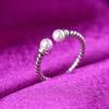 Anillo de plata tailandesa simple trenzado estilo coreano con anillo de perla de agua dulce natural pulsera abierta para mujer venta directa de fábrica