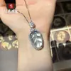 Colgante de jadeíta de hielo natural blanco, estilo hoja de jade con espuma de agua de hielo, con baño de plata, diseño de una hoja para mujer, joyería de collar