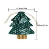 Bolsa con cordón impresa en forma de árbol de Navidad, adornos navideños, decoraciones para ambiente de fiesta en ventana, decoraciones navideñas