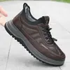 Zapatos Cálidos para Hombre de Exterior, Zapatos de Algodón Terciopelo Cubiertos de Cuero Modernos y de Moda para Hombres, Zapatos Casuales Gruesos, Cómodos y Ligeros para Otoño e Invierno