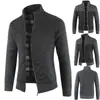 Comércio Exterior Europeu e Americano Moda Casual Juventude Combinação de Cores Aconchegante Quente Malha de Manga Longa Malharia Jaqueta Masculina Top