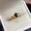 Anillo de Zafiro Natural Transfronterizo de Amazon Plata S925 Piedra Principal 5*6 Joyería de Lujo Venta Directa de Fábrica
