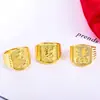 Anillo grande para hombre de Vietnam, apertura de molde inverso en oro, latón chapado en oro simulado, anillo para hombre chapado en oro real de 24 quilates