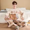 Pijama Masculino Sleeve 2026 Fonte Estação Primavera e Outono Longo Casual Tamanho Plus Size Solto Pode Ser Usado Fora de Casa Roupas