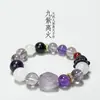 Nuevo Anillo Corredor de Amatista Fuego Nueve Púrpura Natural Pulsera para Niñas Diseño DIY de Nicho Estilo Caliente Xiaohongshu