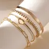 Pulsera Bangle Geométrico con Nudos y Bolas Redondas Transfronteriza Europea y Americana Estilo Simple Moda Sensación de Alta Gama Set de Joyería de Mano para Mujer